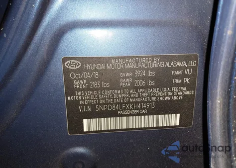 2019 Hyundai Elantra Sel z USA, uszkodzony, nr VIN 5NPD84LFXKH414913